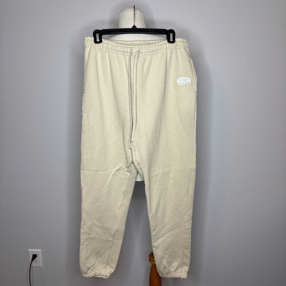 American Apparel - Cream "Hey Dude" Fleece Sweatpants